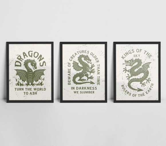 Art Print - Fantasy Dragon Art Game Room Print Board Game Tabletop Gaming Gifts Accessories, RPG D&D Dice