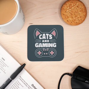 Coaster - Cats and Gaming Mug Coaster Board Game Tabletop Gaming Gifts Accessories, RPG D&D Dice