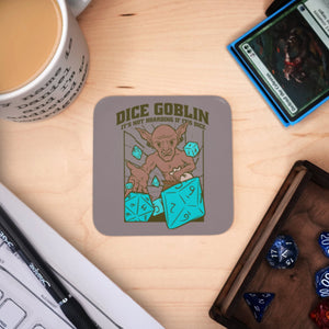Coaster - Dice Goblin Design Mug Coaster Board Game Tabletop Gaming Gifts Accessories, RPG D&D Dice