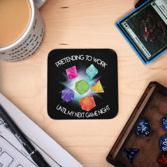 Coaster - Pretending to Work Game Night Board Game Tabletop Gaming Gifts Accessories, RPG D&D Dice