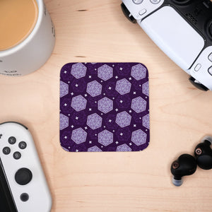 Coaster - Purple D20 Mug Coaster Board Game Tabletop Gaming Gifts Accessories, RPG D&D Dice