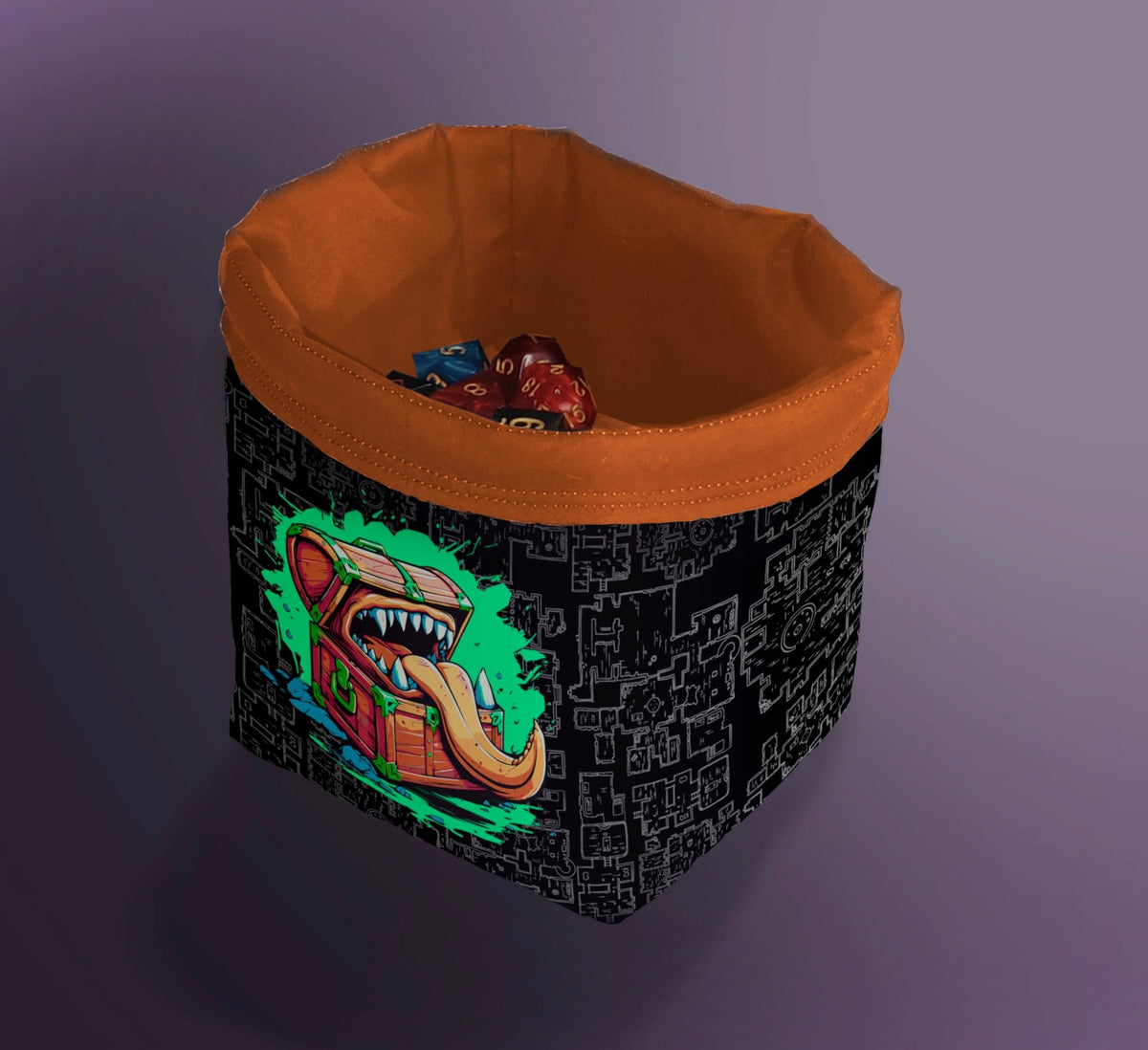 Printed Dice Bag- RPG Mimic Chest - Dice Bags – BoardGameSolutions