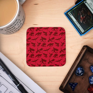 Coaster - Red Dragon Mug Coaster Board Game Tabletop Gaming Gifts Accessories, RPG D&D Dice