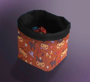 Printed Dice Bag - Pumpkins and Cats Board Game Tabletop Gaming Gifts Accessories, RPG D&D Dice